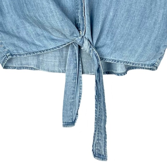 Rails Amelie Tie front Linen blend Chambray Shirt Western Festival Beach - Picture 4 of 10